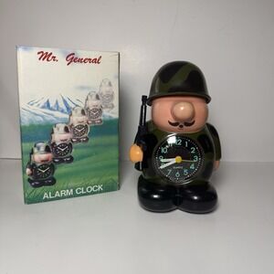 Vintage 1980s Hanslin Mr. General Drill Sargent Army Soldier Alarm Clock Quartz